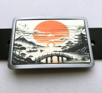 Boucle de ceinture Japon soleil et paysage