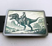 Boucle de ceinture Dinosaure et cowboy